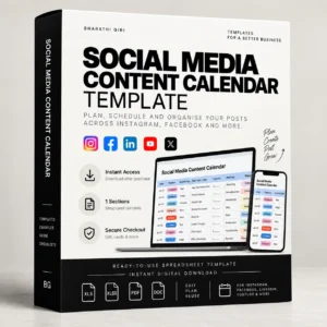 Social Media Content Calendar Template Kit - Bharathi Giri