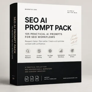 SEO AI Prompt Pack with 105 practical AI prompts for SEO workflows