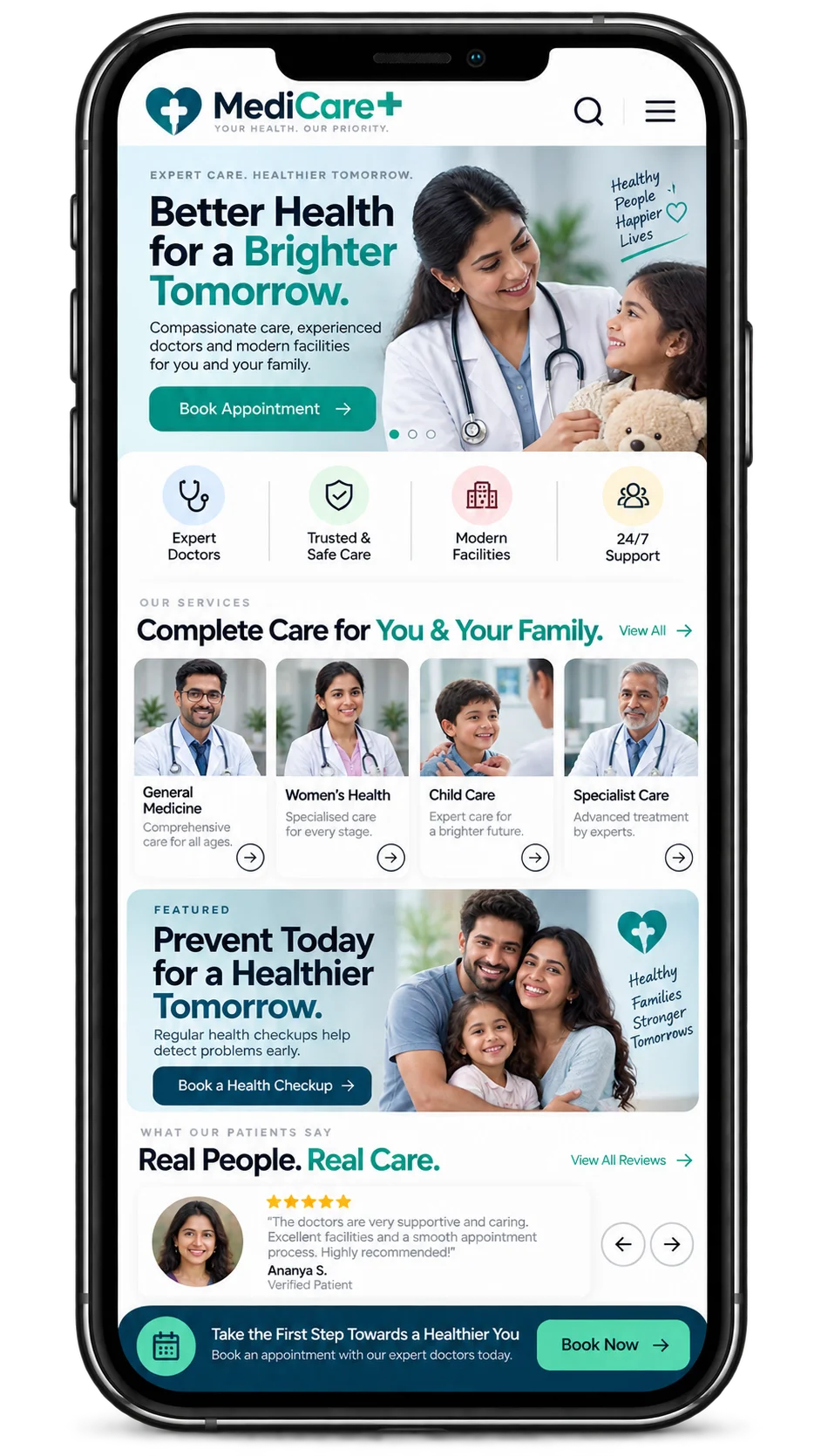 Healthcare website design in Coimbatore — mobile mockup